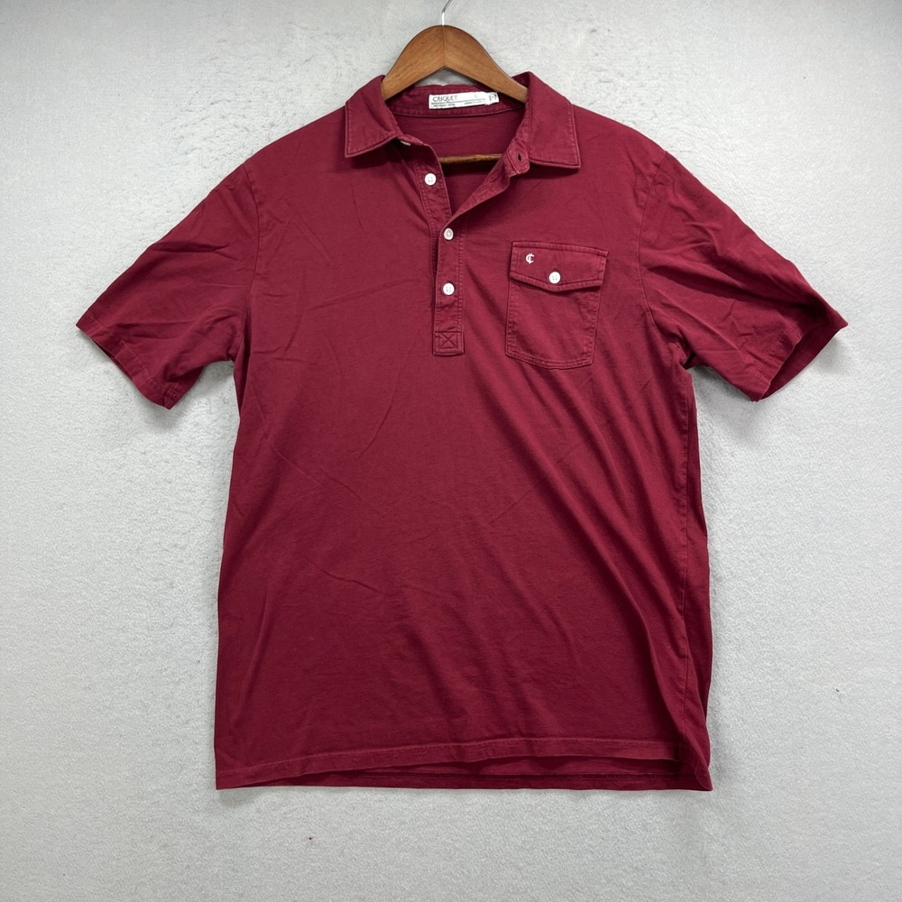 Criquet Polo Shirt Mens Large Red Short Sleeve Organic Cotton Golf Casual Preppy